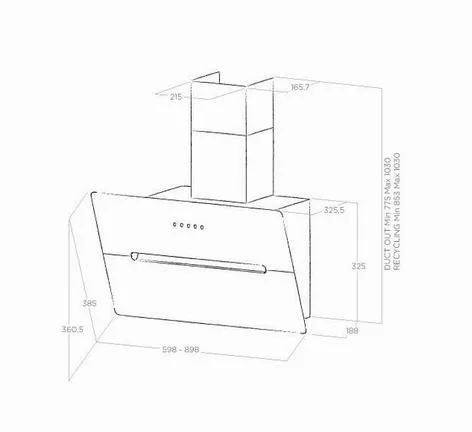 Cocooning ELICA Wandhaube WISE90BK, 900 mm breit, schwarz WISE90BK 3