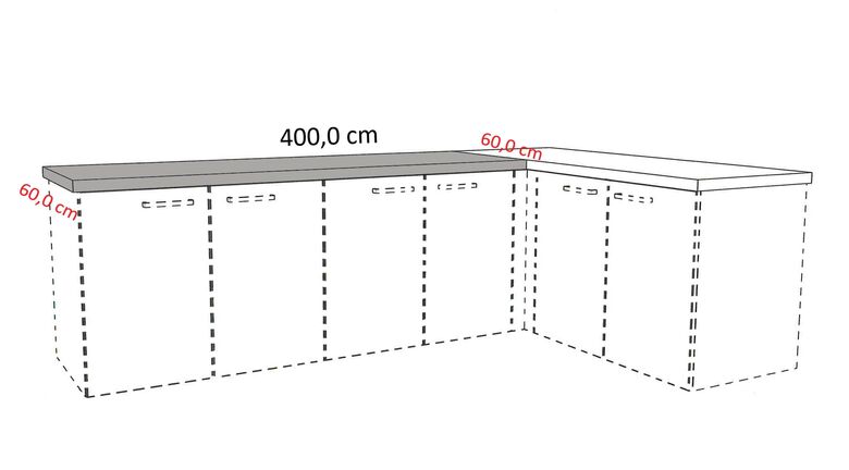 Cocooning Arbeitsplatte für Ecklösungen, linker Schenkel APDEW60-400-E 0