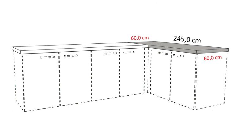 Cocooning Arbeitsplatte für Ecklösungen, rechter Schenkel APDEE60-245-E 0