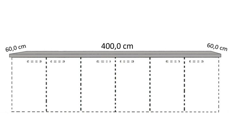Cocooning Arbeitsplatte, 60 cm tief, 400cm lang, APD60-400-E 0