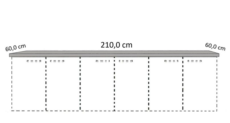 Cocooning Arbeitsplatte, 60 cm tief, 210 cm lang, APD60-210-E 0