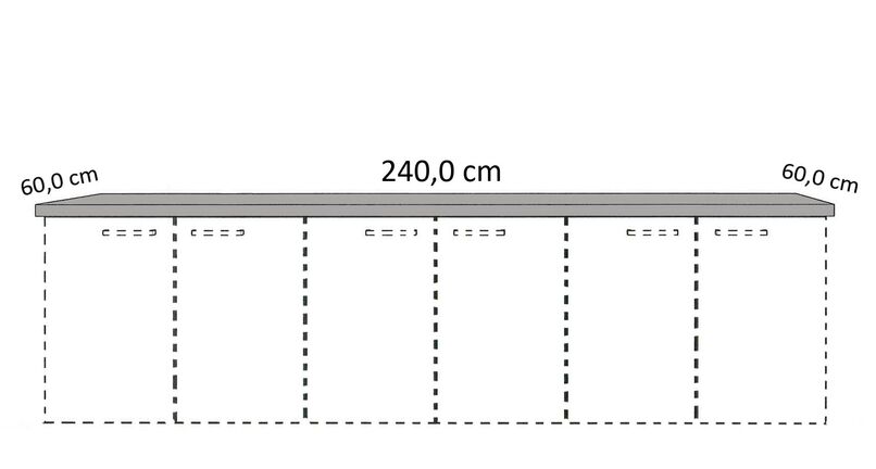 Cocooning Arbeitsplatte, 60 cm tief, 240 cm lang, APD60-240-E 0