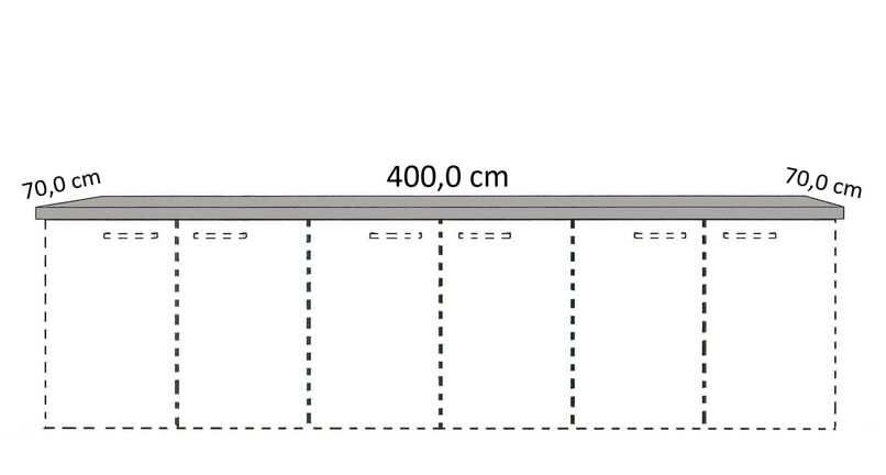Cocooning Arbeitsplatte,70 cm tief, 400cm lang, APD70-400-E 0