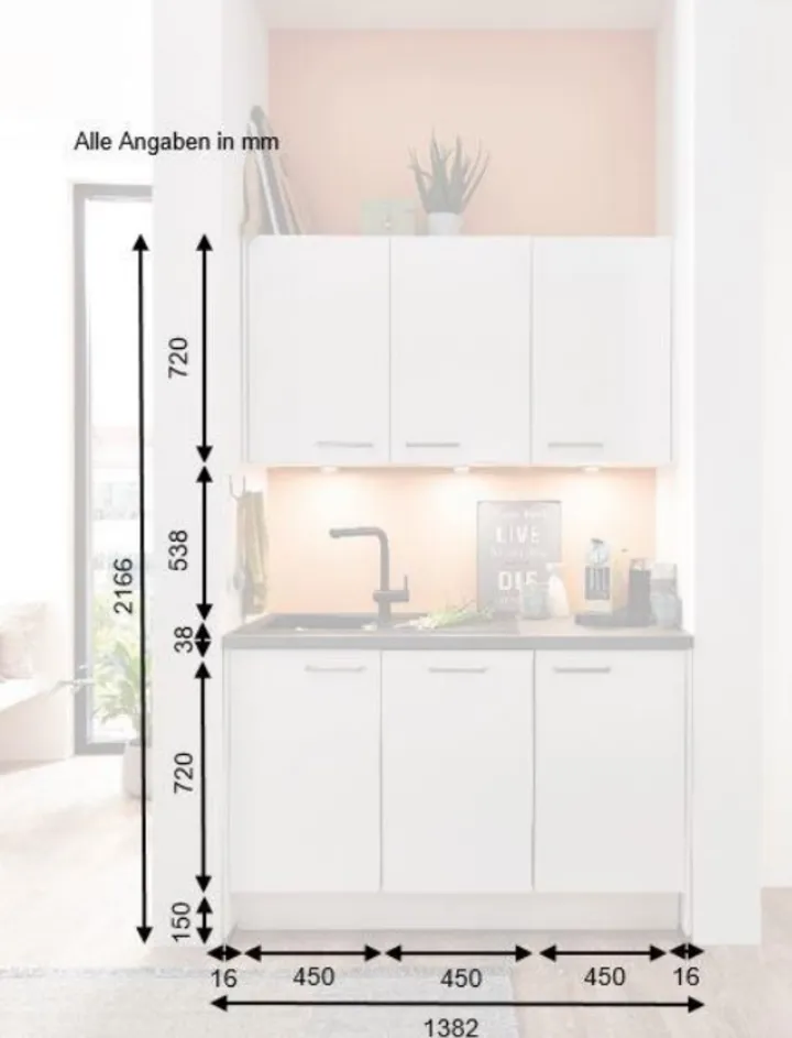 Cocooning Küchenzeile "Eudia" Teil 3 Beton Schiefergrau Links 1